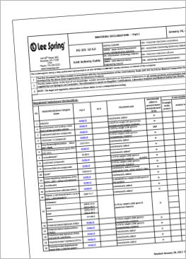 Lee Spring RoH Sand Reach Material Declaration Form